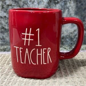 NWT Rae Dunn “#1 TEACHER” 16 oz Red Mug